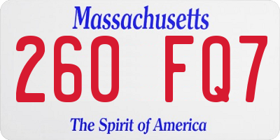 MA license plate 260FQ7