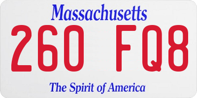 MA license plate 260FQ8