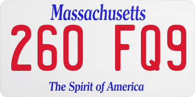 MA license plate 260FQ9