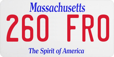 MA license plate 260FR0