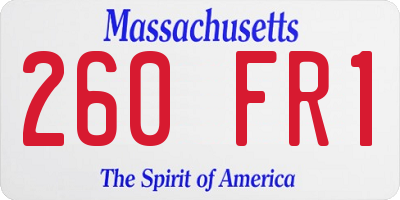 MA license plate 260FR1
