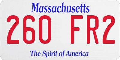 MA license plate 260FR2