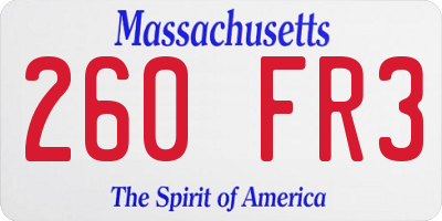 MA license plate 260FR3