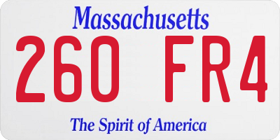 MA license plate 260FR4