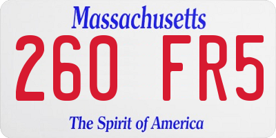 MA license plate 260FR5
