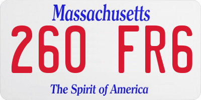 MA license plate 260FR6