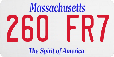 MA license plate 260FR7