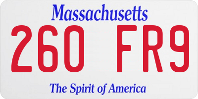 MA license plate 260FR9