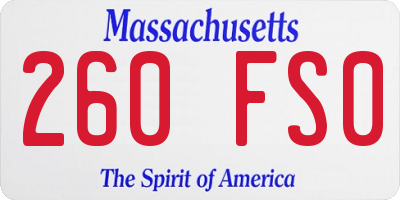 MA license plate 260FS0