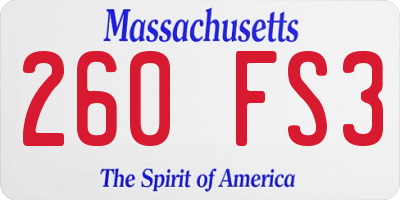 MA license plate 260FS3