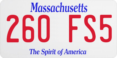 MA license plate 260FS5