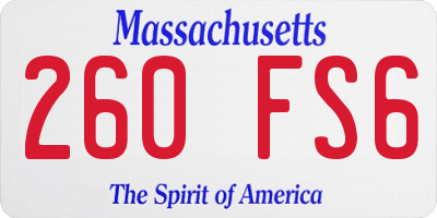 MA license plate 260FS6