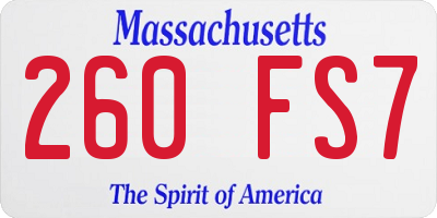 MA license plate 260FS7