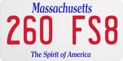 MA license plate 260FS8