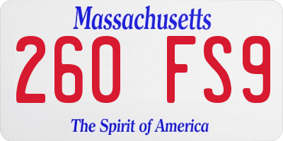 MA license plate 260FS9