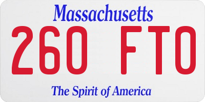 MA license plate 260FT0