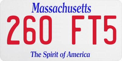 MA license plate 260FT5