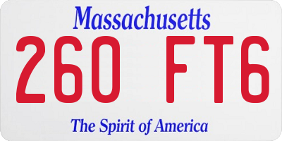 MA license plate 260FT6