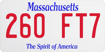 MA license plate 260FT7