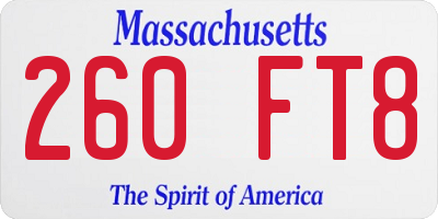 MA license plate 260FT8