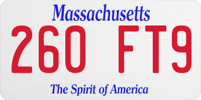 MA license plate 260FT9