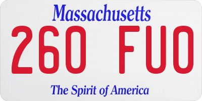 MA license plate 260FU0