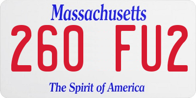 MA license plate 260FU2