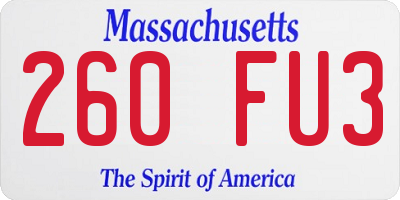 MA license plate 260FU3