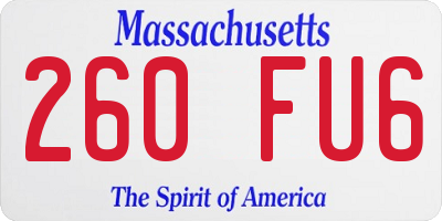 MA license plate 260FU6
