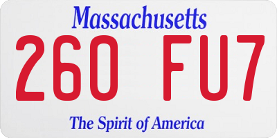 MA license plate 260FU7