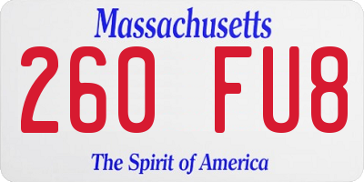 MA license plate 260FU8