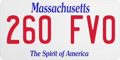 MA license plate 260FV0
