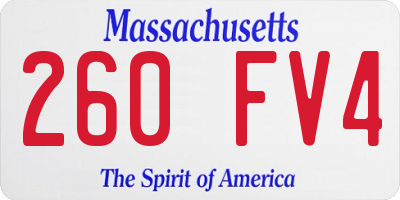 MA license plate 260FV4