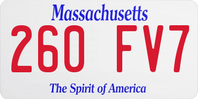 MA license plate 260FV7