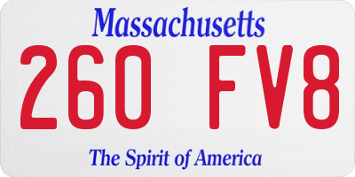 MA license plate 260FV8