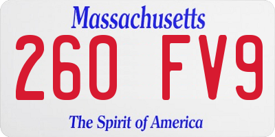 MA license plate 260FV9