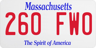 MA license plate 260FW0