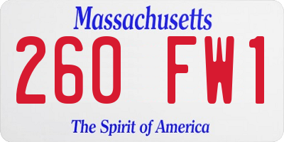 MA license plate 260FW1