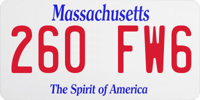 MA license plate 260FW6