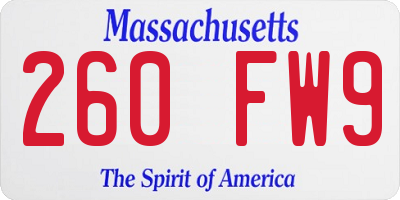 MA license plate 260FW9