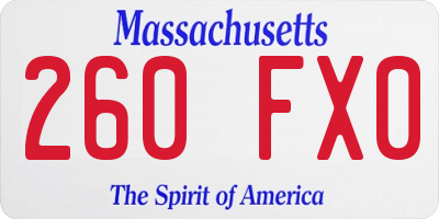 MA license plate 260FX0