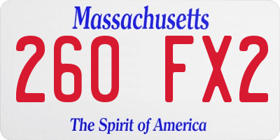 MA license plate 260FX2