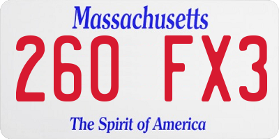 MA license plate 260FX3