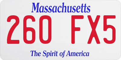 MA license plate 260FX5