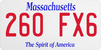 MA license plate 260FX6