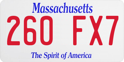 MA license plate 260FX7