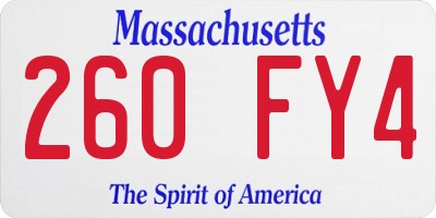 MA license plate 260FY4