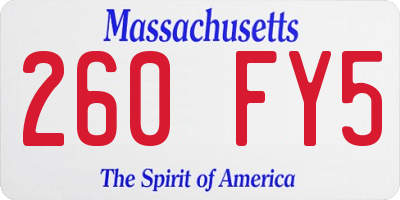 MA license plate 260FY5