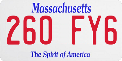 MA license plate 260FY6
