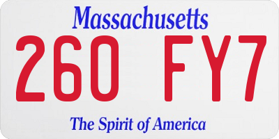 MA license plate 260FY7